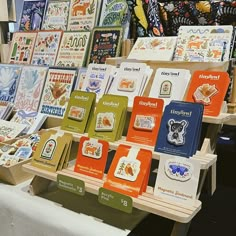 there are many cards on display at the store