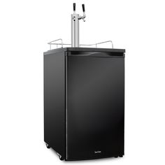 a black beverage dispenser sitting on top of a white background