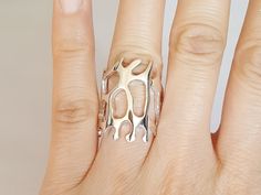 Sterling silver cutout ring width: 25mm (widest part) You will receive one chunky ring. It's 925 Sterling silver. Thank you! Shiny Rings, Interlocking Ring, Silver Heart Ring, Friendship Rings, Chunky Rings, Tiny Heart, Matching Rings, Pinky Ring, Sterling Silver Heart