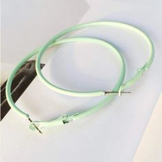 Large Hoop Earrings, New Never Worn Color: Light Green Measurements: 2.75 Inch Diameter Colored Hoop Earrings, Green Hoop Earrings, Large Hoop Earrings, Earrings Color, Color Light, Mint Green, Light Green, Hoop Earrings, Jewelry Earrings