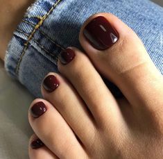 20 Latest Burgundy Pedicure Designs To Try In 2024! 16 Pedicure Colors Pale Skin, Deep Red Pedicure, Maroon Toe Nails, Pedicure 2024 Trends, Maroon Pedicure, Dark Red Pedicure, Round Toe Nails, Dark Red Toe Nails, Burgundy Toe Nails