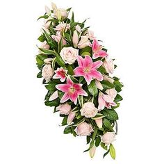 a bouquet of pink and white flowers