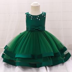 Baby Girl Lovely Princess Beaded Tulle Dress - PrettyKid Princess Attire, Vestidos Para Baby Shower, Toddler Girl Dresses Summer, 1st Birthday Dresses, Emerald Green Dress, Toddler Girl Summer