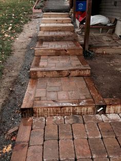 the steps are made out of wood and bricks