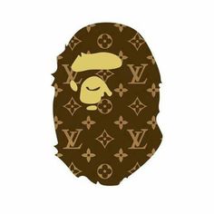 a man's face with louis vuitton pattern on the back and side