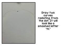 a kite is flying in the sky with a caption that reads draw two curves radiating from the dot it will look like a smashed letter m