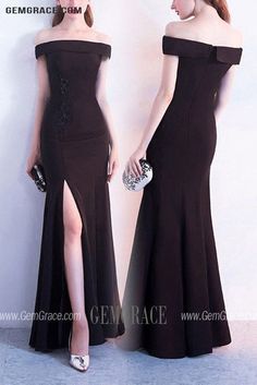 10% off now|Free shipping world-wide. Slim Long Side Split Black Formal Dress Off Shoulder at GemGrace. Click to learn our pro custom-made service for wedding dress, formal dress. View #PromDresses for more ideas. Elegant Off-shoulder Maxi Dress With Side Slits, Elegant Off-shoulder Evening Dress With Side Slits, Black Off-shoulder Maxi Dress For Prom, Black Off-shoulder Maxi Dress For Prom Season, Formal Dress Off Shoulder, Black Formal Dress, Dress Off Shoulder, Black Dress Formal, Black Formal