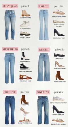 From Pumps to Sneakers: Your Ultimate Guide to Pairing Shoes with Jeans Vestiti In Jeans, Jeans And Shoes, Elegant Pumps, Mode Tips, Fesyen Rambut, Fashion Capsule Wardrobe, Fashion Top Outfits, Pakaian Feminin, Fashion Vocabulary