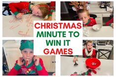 several pictures of children at a table making christmas decorations