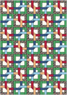 a quilt pattern with different colors and shapes