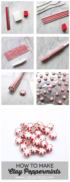 some red and white candy canes are being made into something that looks like it has been