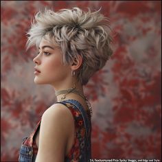 50 Short Spiky, Shaggy, and Edgy Pixie Hair Cuts and Styles Hairstyles Pixie, Rocker Hair, Pixie Haircut Ideas, Bold Women, Long Pixie Hairstyles