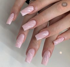 Pink Marble Nails, Marble Acrylic Nails, Baby Pink Nails, Acrylic Pink, Marble Nail Designs, Her Nails, White Nail, Leaving Facebook, Nails Pink