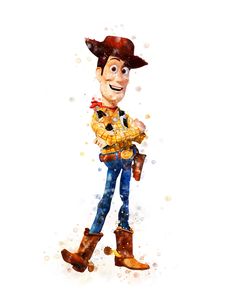 a watercolor painting of woody from toy story