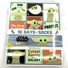 the star wars stickers are on display in front of a white background with an image of baby yoda