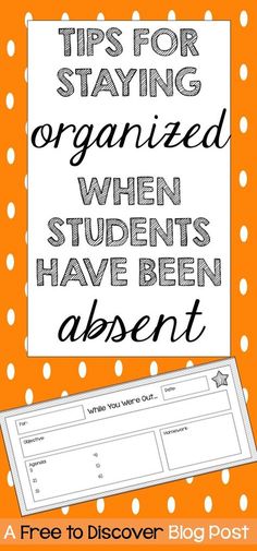 Absent Work, Absent Students, Missing Work, Teaching Organization, Work Sheet, Secondary Classroom, High School Classroom, Class Management, Middle School Classroom