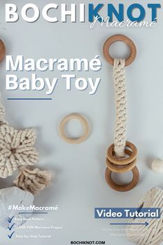 the cover of bochi knot magazine featuring macrame baby toy and video instructions