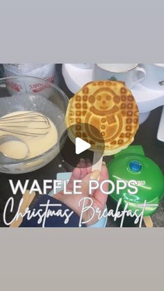 the waffle pops christmas breakfast is being made