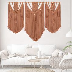 PRICES MAY VARY. BOHO WALL ART DECOR:Our wall hanging art tapestry is combined of 3 macrame banner. Hand-woven geometric patterns is embelished with wooden beads, multi-layered long tassel and symmetrical design, adds a texture and boho luxury touch to any room. HIGH QUALITY: Each large macrame wall hanging wide is carefully made and woven tight, easy to care and without wrinkle and mess. The coverage of the strands is dense, giving it a fuller look, enough to be a focal point on your wall. MACR Boho Bed Tapestry, Above Bed Tapestry Wall Hangings, Macreme Above Bed, Boho Wall Hanging Above Bed, Macrame Wall Hanging Above Tv, Things To Hang Above Bed Boho, Macrame Tv Cover, Horse Shoe Macrame Wall Hanging, Tapestry Above Bed