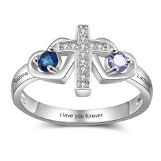 *💗  Seize the Day, and make more happy memories. You can engrave your love's name on this cross ring next to yours, and protect both of you better with your birthstones. With your deepest blessing inside the ring band, whatever you're couples, parents, mother daughter, sisters or bff best friends, through this personalized birthstone ring, your special one can always be with you. *💗 How To Customize: You can select the size first, add your personalization on the customized version.Then add to cart to complete the payment. *💗 MEANINGFUL: Your special & unique cross ring is perfect to hide a daily reminder of love, promise, family or friendship between you and the luckly receiver. Order one for her, or personalized one as a treat for yourself. Its simplicity can give you a classic eleganc Anniversary White Gold Cross Rings, White Gold Cross-shaped Promise Ring, Customizable Silver Birthstone Promise Ring, Silver Cross Jewelry For Promise, Adjustable Cross-shaped Ring For Anniversary, White Gold Cross Ring Gift, Name-engraved Cross Jewelry For Anniversary, Cross-shaped Name Jewelry For Anniversary, Anniversary Jewelry With Name And Cross Shape