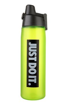 a neon green insulated water bottle with the words insulated on it's side