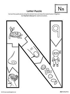 the letter n worksheet with pictures and letters to print for children's learning