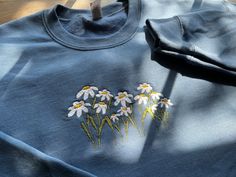 Wildflowers Embroidered Crewneck Daisy Crewneck Daisy - Etsy Spring Crew Sweatshirt With Embroidered Logo, Spring Floral Embroidered Crew Neck Sweatshirt, Spring Cotton Sweatshirt With Floral Embroidery, Floral Embroidery Cotton Sweatshirt For Spring, Cotton Floral Embroidery Sweatshirt For Spring, Spring Crew Sweatshirt With Embroidered Graphics, Spring Crew Sweatshirt With Embroidered Text, Spring Sweatshirt With Custom Embroidery And Relaxed Fit, Spring Sweatshirt With Custom Embroidery In Relaxed Fit