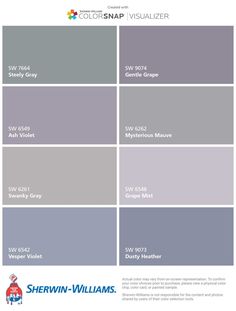 the color scheme for sherylin williams's paint swatches, including grays and