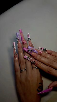 Y2k Birthday Nails, Ratchet Nails, Y2k Birthday, Fye Nails, Queen Nails, Hard Nails, Beauty Nails Design, Drip Nails, Claw Nails