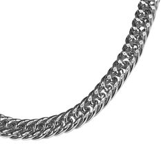 Elevate your style with the XL Cuban Link Necklace in stunning silver. This bold and classic piece adds the perfect touch to any outfit, making it a must-have for statement layering. Express your individuality and make a powerful statement with this striking chain. Oversized Silver Cuban Chain Necklace Length: 20" Width: 9.5mm cuban links Material: Stainless Steel Plating: Silver Necklace is 100% nickel-free and cadmium-free Necklace is hypoallergenic and tarnish resistant Lobster claw clasp clo Modern Silver Double Chain Necklace, Silver Double Chain Link Necklace, Classic Silver Necklace With Double Chain, Silver Chunky Snake Chain Necklace, Silver Double Chain Cuban Link Necklace, Silver Double Chain Link Bracelet, Classic Silver Necklace With Chunky Chain, Silver Cuban Chain, Silver Link Necklace