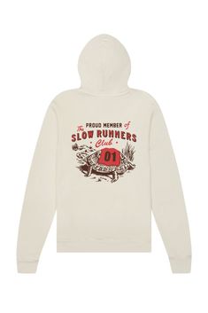 Slow Runners Club Hoodie Sweatshirt Sporty Hoodie Sweatshirt For Team Events, Sporty Cotton Hoodie For Team Events, Casual Hoodie Sweatshirt For Team Events, Casual Hooded Hoodie For Team Events, Casual Hoodie For Running, Casual Winter Running Sweatshirt, Fall Running Hoodie With Drawstring Hood, Graphic Print Cotton Sweatshirt For Team Events, Casual Sweatshirt With Graphic Print For Team Events