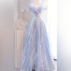 Beautiful Fairy-Esque Long Prom Dress! Perfect For Any Prom, Ball, Black-Tie Event, Etc. Fast Us Shipping! Iredesant Prom Dresses, Cinderella 2021 Dress, Prom Dresses 2023 Pastel, Modern Day Princess Dresses, Fairy Prom Dress Elegant, Whimsical Prom Dress Fairytale, Fairycore Prom Dress, Fairytale Prom Dress, Gaun Tulle