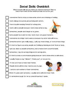 Which social skills do you think you need to improve? Place a checkmark next to the sentence that is true for you.This worksheet is a fillable PDF which means that it can be clicked and typed into directly on a device. It is convenient for distance learning and telehealth services! Click here to learn more about how to use fillable PDFs.Spanish Version Included!****This worksheet can be opened in Google Slides allowing for client to use available tools to complete worksheet. Link can be found on Social Skills Worksheets, Counseling Corner, Future Therapist, Therapeutic Worksheets, Social Communication Skills, Therapy Printables, Counselling Tools, School Guidance Counselor, Shy Kids