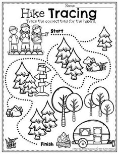 a worksheet for kids to practice hiking