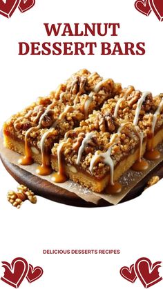 a dessert bar with walnuts and drizzled on top