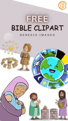 the bible clipart book with pictures of people around it