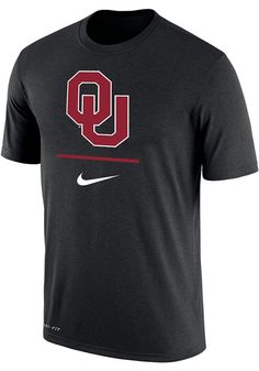 Show off your team pride in this Oklahoma Sooners Black Dri-FIT Short Sleeve T Shirt! This Oklahoma Short Sleeve Tee features a screen print of big team logo on front chest. Make sure everyone knows you root for the Sooners with this Black Oklahoma T Shirt. Boomer Sooner! Dri-FIT cotton blend fabric for comfort and mobility, Moisture-wicking properties, Rib knit collar, Open sleeve hem, Streamlined athletic fit sizing, Dri-FIT trademark on lower right hem, Fit: True to Size, 65% COTTON / 35% POL Nike Black Collegiate T-shirt, Nike Relaxed Fit Go-dry T-shirt, Casual Nike Dri-fit T-shirt, Nike Casual Dri-fit T-shirt, Nike Black Go-dry T-shirt, Nike Cotton Athletic Fit Tops, Nike Cotton Tops With Go-dry Technology, Nike Black Dri-fit T-shirt, Sporty Nike Jersey T-shirt