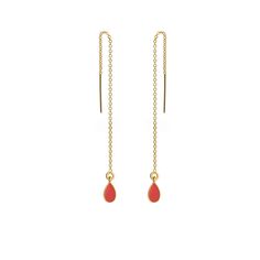 These ear threaders are beautiful and delicate, featuring a teardrop hanging by a chain. They are very versatile: you can change the height you wear them at by gently pulling the chain to the desired length. Or you can even thread them through piercings! Material: 14k gold filled. Dainty Teardrop Threader Earrings For Everyday, Dainty Teardrop Threader Earrings, Delicate Chain Long Drop Earrings As Gift, Delicate Chain Long Drop Earrings For Gift, Adjustable Dangle Threader Earrings, Adjustable Long Drop Threader Earrings, Dangle Threader Earrings With Cable Chain For Gift, Dainty Adjustable Threader Earrings, Dainty Teardrop Earrings With Delicate Chain