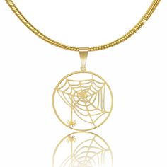 Spiderweb Necklace in Silver or Gold. Show your love for spiders and the web they weave! The model is wearing a 17-inch chain. The pendant measures 1.6 x 1.2 inches. Add-on extender: https://www.etsy.com/listing/197483038/add-on-necklace-extender-chain-with Necklace longer than 20 inches: https://www.etsy.com/listing/196689227/extend-my-necklace-up-to-30-inches Turn pendant into a keychain or ornament: https://www.etsy.com/listing/1003597263/turn-any-pendant-into-a-key-chain-or ★ ITEM DETAILS ★ Gold Metal Necklace For Halloween, Gold Necklace With Adjustable Chain For Halloween, Nickel-free Gold Necklace For Halloween, Science Jewelry Biology, Spiderweb Necklace, Spider Necklace, Science Jewelry, Necklace Extender, Halloween Jewelry