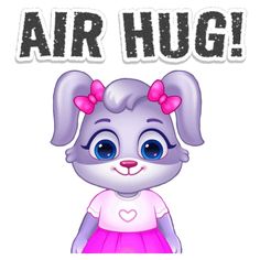 an image of a cartoon bunny with the words air hug on it's chest