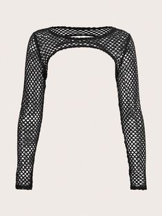 Fishnet Shirt, Super Crop Top, Shrug Top, Fishnet Crop Tops, Sleeve Bolero, Bolero Top, Fishnet Top, Shein Icon, Black Mesh Top