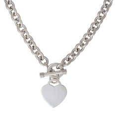 Understated sweetness marks this heart toggle necklace, capturing affection with classic details. A 17-inch sterling silver rolo chain features uniform links for polished style. Oh-so treasurable, the look is ultra-fashionable with an iconic heart toggle closure. | Heart Toggle Necklace | Rolo Chain | Sterling Silver, 17 | Helzberg Diamonds Elegant Silver Toggle Necklace With Heart Charm, Classic Sterling Silver Toggle Necklace, Classic Sterling Silver Heart Necklace, Classic Oval Link Toggle Necklace As Gift, Classic Oval Link Toggle Necklace Ideal For Gifts, Classic Silver Heart Necklace, Classic White Gold Heart Necklace For Everyday, Classic Everyday White Gold Heart Necklace, Classic Silver Charm Necklaces For Valentine's Day