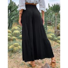 Black High Waist Cotton Loose Casual Pants Fitted Linen Pants, Linen Pattern, Linen Fashion, Costume Intero, Black High Waist, Pull Sweat, Pantalon Large, Loose Pants, Boho Casual