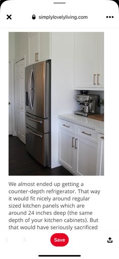 a kitchen with white cabinets and stainless steel appliances on the appliance page for simplyvelving com