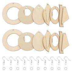 10 pairs of wooden circle hangers with hooks and clips for sewing, crafting or quilting