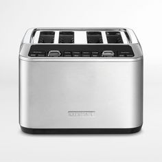 an image of a toaster that is on the table with four slices in it