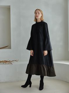 Composition : POLYESTER 100%Color : BLACK,NAVYCountry of Origin : KOREA Fall Black Midi Dress With Ruffles, Shopping Korea, Dream Dress, Body Types, Jumpsuit Dress, Fashion Inspo, Dress Outfits, Composition, Jumpsuit