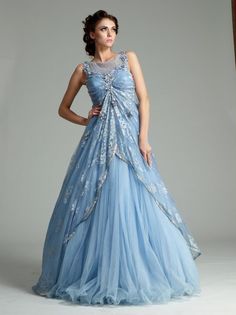 This Indo Westen gown is in net fabric having silver color embroidery on yoke. Upper layer of this Indo Western gown is has sky blue embroidery. This is on SALE Story Clothes, Indo Western Outfits For Women, Western Gown, Indo Western Gown, Casual Attire For Women, Viking Woman, Fur Clothing, Indian Bridal Wear, Indo Western