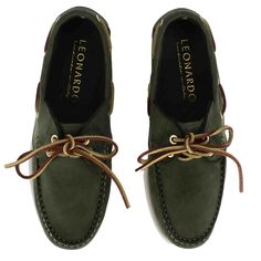 Leather boat moccasin
Green leather
Non-slip rubber sole
Lace closure
Leather lining
Handmade in Italy Green Slip-on Moccasins With Rubber Sole, Green Leather Sole Plain Toe Moccasins, Green Plain Toe Moccasins With Leather Sole, Classic Green Moccasins With Leather Sole, Classic Green Round Toe Moccasins, Green Leather Moc Toe Loafers, Green Leather Plain Toe Loafers, Suede Boat Shoes With Leather Footbed And Round Toe, Green Casual Moccasins With Leather Sole