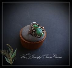 Handmade wire wrap ring Chrysoprase gemstone, Natural gem, irregular shaped Swarovski crystal accents Copper beads Copper wire wrap, oxidized for an antiqued finish, tumbled and polished Size 8 1/2 not adjustable Comes nicely packaged with a business card, jewelry care instructions and a polishing cloth Wire wrap statement ring Unique Green Wire Wrapped Rings, Green Wire-wrapped Rings For Jewelry Making, Green Wire Wrapped Rings For Jewelry Making, Wire Wrap Ring, Rings Green, Card Jewelry, Bijoux Fil Aluminium, Ring Wire, Jewelry Care Instructions